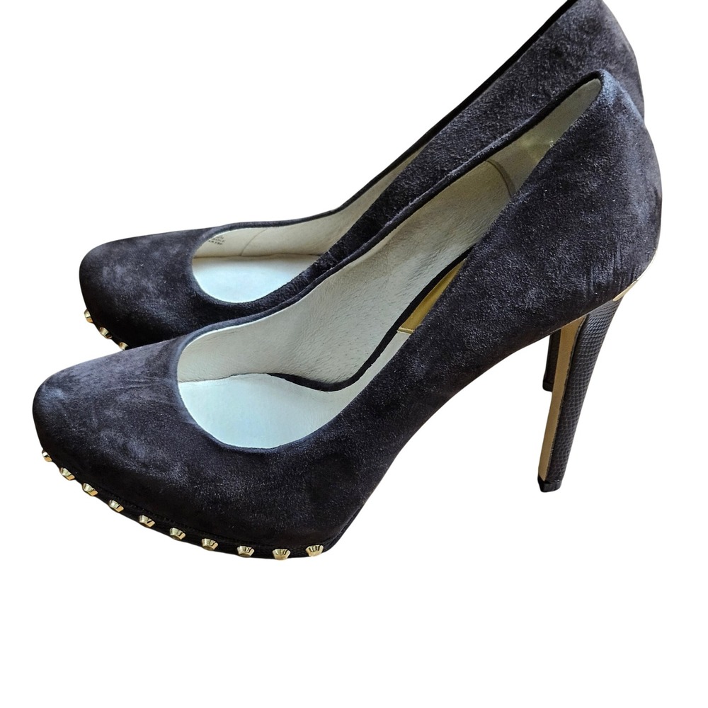 Michael Kors Ailee Suede Studded Pumps Platform 7.5 M Stiletto Heels Glam Chic